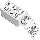 L LIKED 3" x 5" Direct Thermal Labels, 500 Fanfold Thermal Printer Shipping Labels for Small and Microenterprise, Compatible with Zebra & Rollo Printers, Perforated Line, White - 500 Pcs.