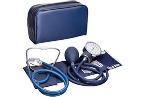 NOVAMEDIC Professional Pediatric Size Blood Pressure Machine and Stethoscope Set (Blue), Arm Cuff 7.2”-10.5”, Professional Aneroid Stethoscope BP Monitor for Emergency Medical Supplies +Carrying Case