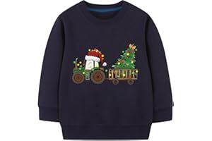 Sineeko Christmas Sweatshirt for Toddler Boys Girls Funny Ugly Xmas Dinosaur Truck Reindeer Long Sleeve Shirt 2-7 Years