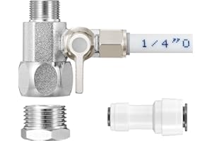 HAOCHEN Feed Water Adapter - Water Line Splitter 3/8"x3/8"x1/4" or G 1/2"xG 1/2"x1/4", Brass Water Supply Valve with 1/4" Push in Quick Connect fitting for RO Filter，Refrigerator,Ice Maker