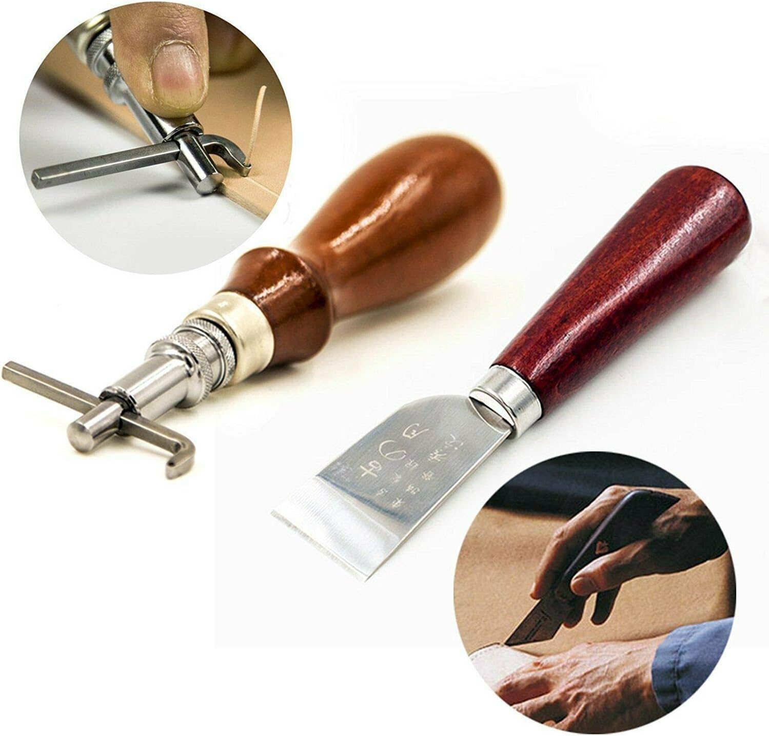 Knoweasy Leather Carft Tools Kit 18 Pcs, Leather Craft DIY Tool for Hand Sewing Stitching, Stamping Set and Saddle Making, Stitching Carving Working