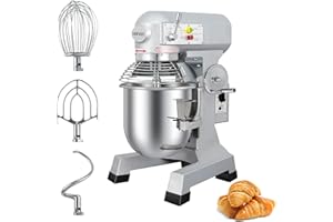 LEEVOT 30Qt 1250W Commercial Food Mixer, Commercial mixer 3-Speed Adjustable Heavy Duty Stand Mixer with Stainless Steel Bowl for Bakery Pizzeria.