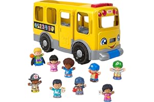 Fisher-Price Little People Jouet pour tout-petits avec bus scolaire et héros communautaires jaunes pour enfants à partir de 1