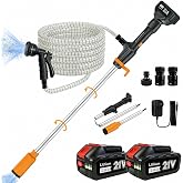 Cordless Stick Water Transfer Pump 770 GPH with 2 4.0Ah Batteries (Orange) | 2X4 Ah Batteries, 32ft Lift, 11.5 FT Hose &amp; 8-Mode Nozzle, For Hot Tub, Pool, Basement
