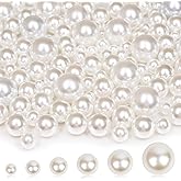 2000PCS Pearls for Crafting, Ivory No Hole Beads for Centerpieces Vases, Assorted Sizes Bulk Fake Pearls Beads for Vase Filler, Candles Centerpiece, DIY Crafts, Jewelry Making (4/6/8/10/14/20mm)