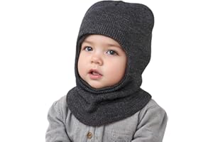 AIDIER Kids Winter Knitted Hood Hat Warm Hat Scarf Earflap Set for 6 Months-8 Years Kids Balaclava Earflap Beanies Caps for T