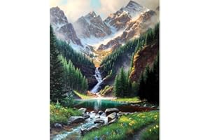 ENIREF Paint by Number Mountains waterfall DIY Painting On Canvas, Paintwork with Paintbrushes Acrylic Paints,Perfect for Paint by Numbers for Adults and Kids Students Beginner, for Home Wall Decor16x20 Inch