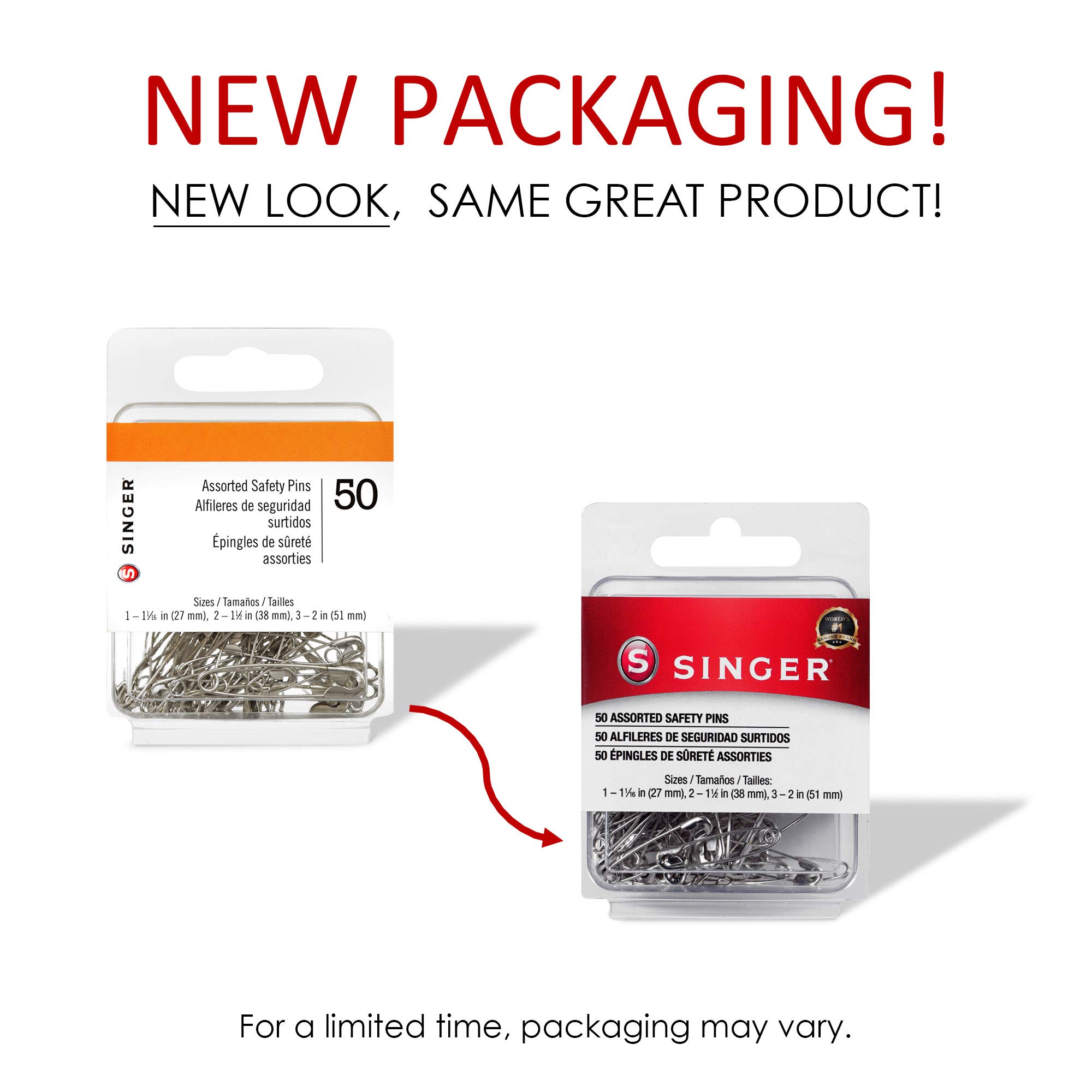 Singer Safety Pins, 50 Count, Size 1-3 Pkg