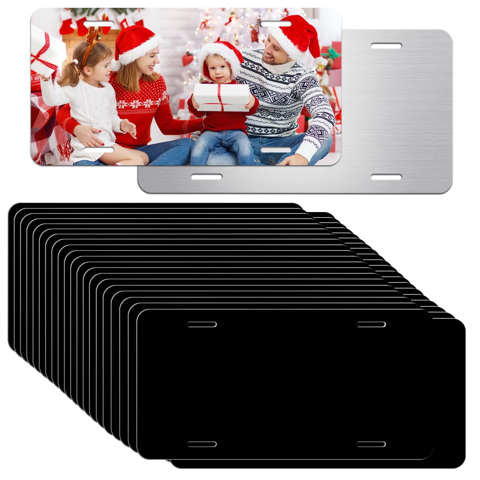 Photo 1 of 100 Pack Black Aluminum License Plate Blanks – 6x12 Inch Metal Tags for Laser Engraving, Vinyl, UV Printing, Bulk Custom Design Plates - 0.025 Thickness/0.65mm