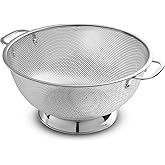Bellemain 5 Qt Metal Colander with Handle | Pasta, Spaghetti, Berry, Fruit, Vegetable, Kitchen Food Strainer Basket | 18/8 St