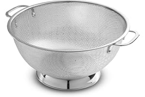 Bellemain 5 Qt Metal Colander with Handle | Pasta, Spaghetti, Berry, Fruit, Vegetable, Kitchen Food Strainer Basket | 18/8 Stainless Steel Colander Bowl | Pot Drainer for Cooking, Sifter Strainer