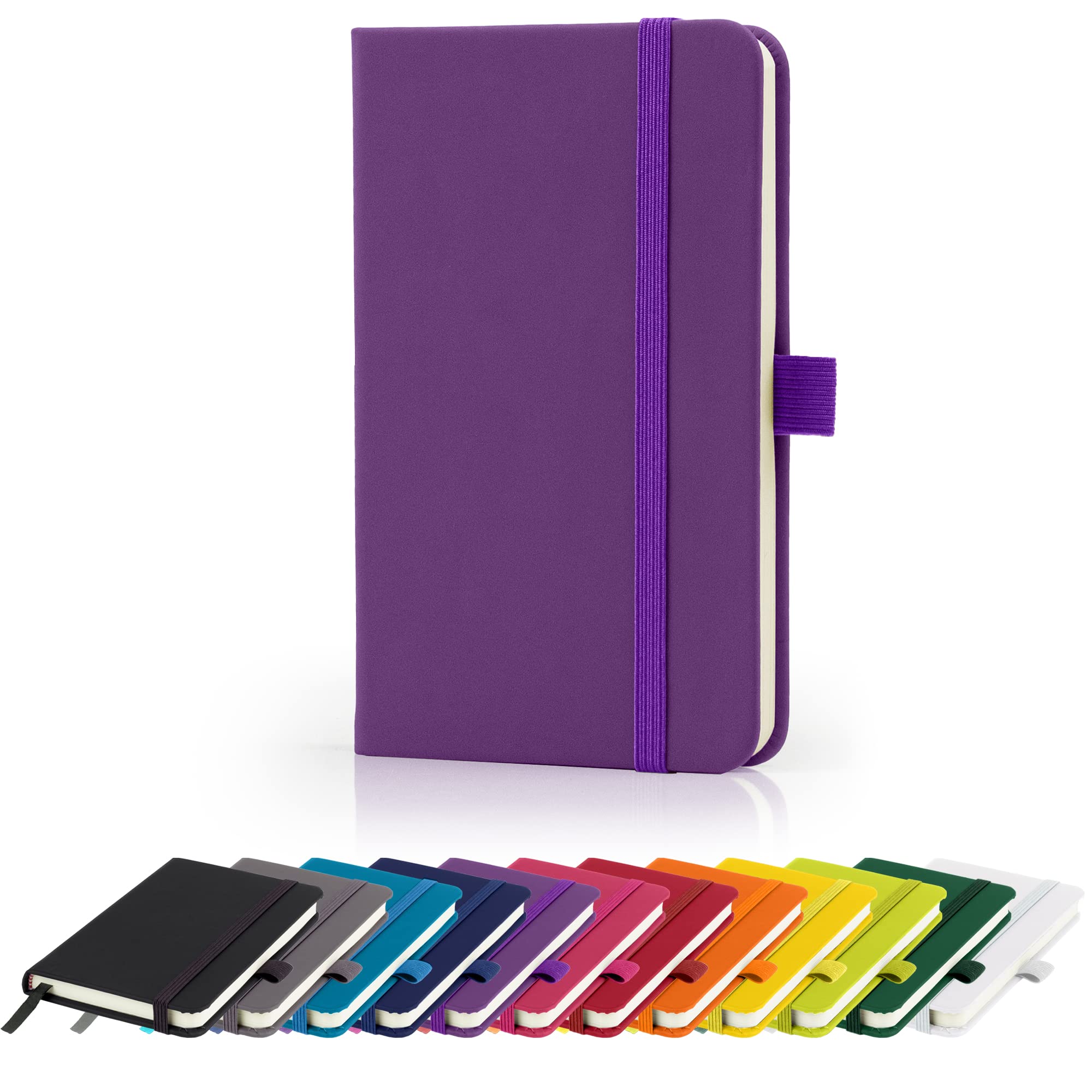Savvy Bee Premium A6 Notebook New Lined Pocket Hardback Small Journal with pen loop, elastic closure and ribbon marker 196 pages / 98 sheets Notepad Note Book Notes Pad (Purple)