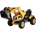 Aosom 6V Electric Kids Ride On Toy Digger Construction Excavator Tractor Vehicle Digger Toy Moving Forward Backward