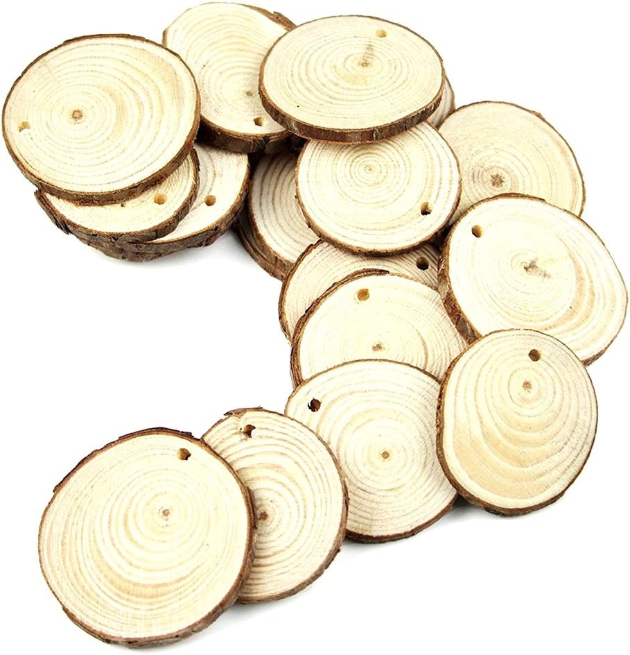 Ciondoli Legno Naturale Dischi Di Legno 10 Cm X 2,5 Mm - 50 Pezzi Rotondi Con Cordino, Per Fai Da Te, Decorazioni, Etichette E Pittura Decorazioni Matrimonio In Legno