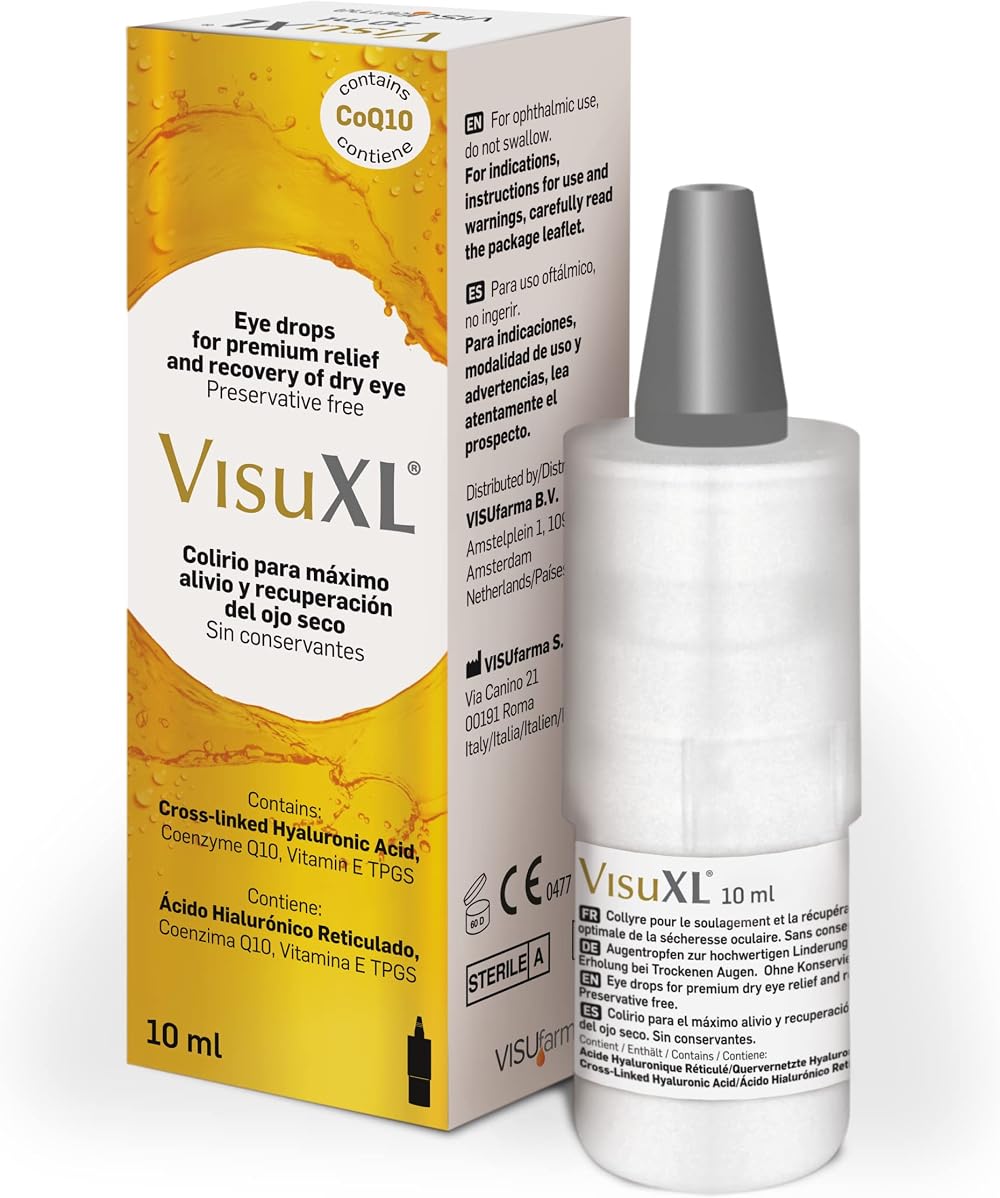 VisuXL Eyedrops 10ml Pack - Hyaluronic Acid & CoQ10 for Dry Eyes