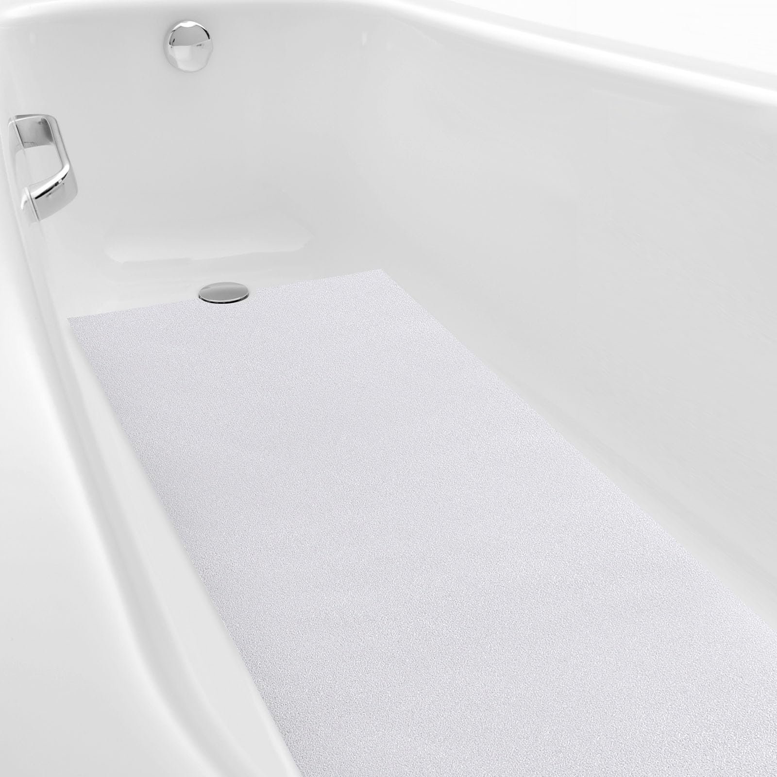 Photo 1 of Dunzoom 16" x 40" Non Slip Bathtub Mat with Drain Cut Out Anti Slipping Non Skid Safe Tub Mat Adhesive Peel and Stick Bath Tub Mat PEVA Tub Sticker for Shower Floor Boat Wet Areas(White)