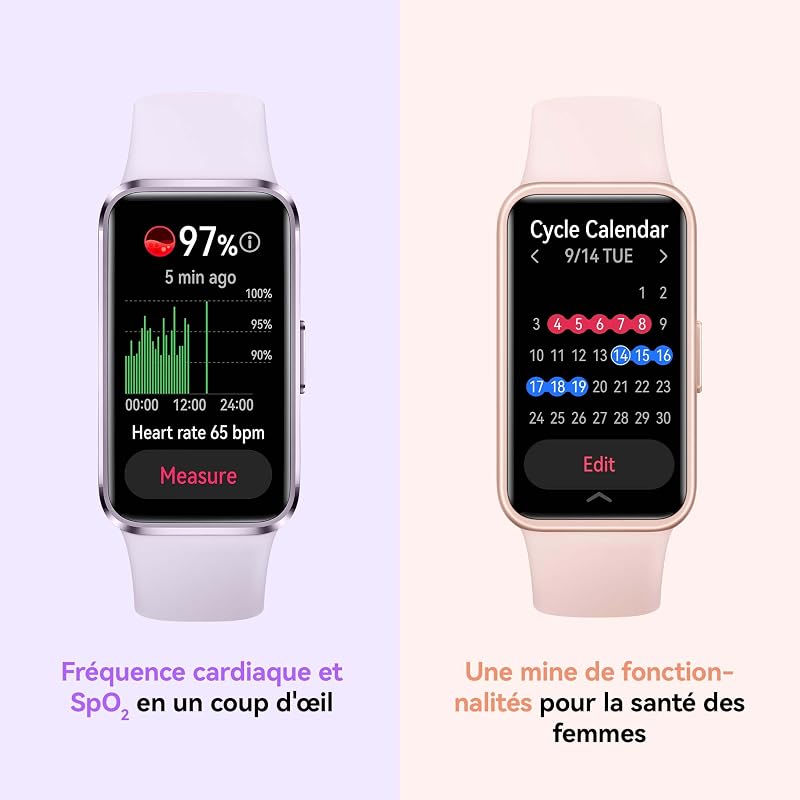 Band 10 Montres connectées, Surveillance de la Condition Physique par IA, Analyse du Sommeil de Niveau Professionnel, VRC, 14 Jours d'utilisation maximale, iOS & Android, Rose