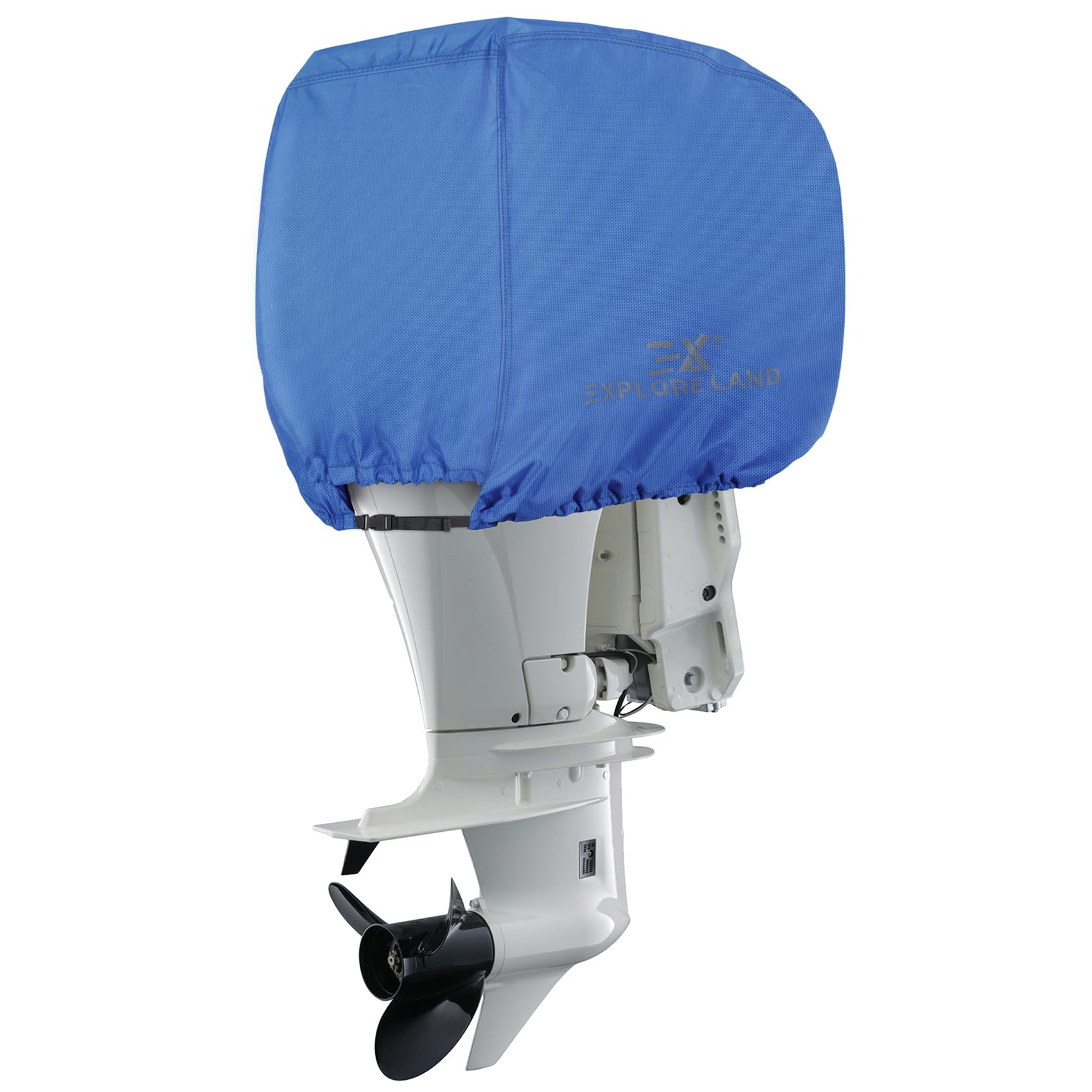 Explore Land Outboard Motor Cover - Waterproof and Fade Resistant 600D Heavy Duty Boat Engine Hood Covers - Fit for Motor up to 25 HP, Blue