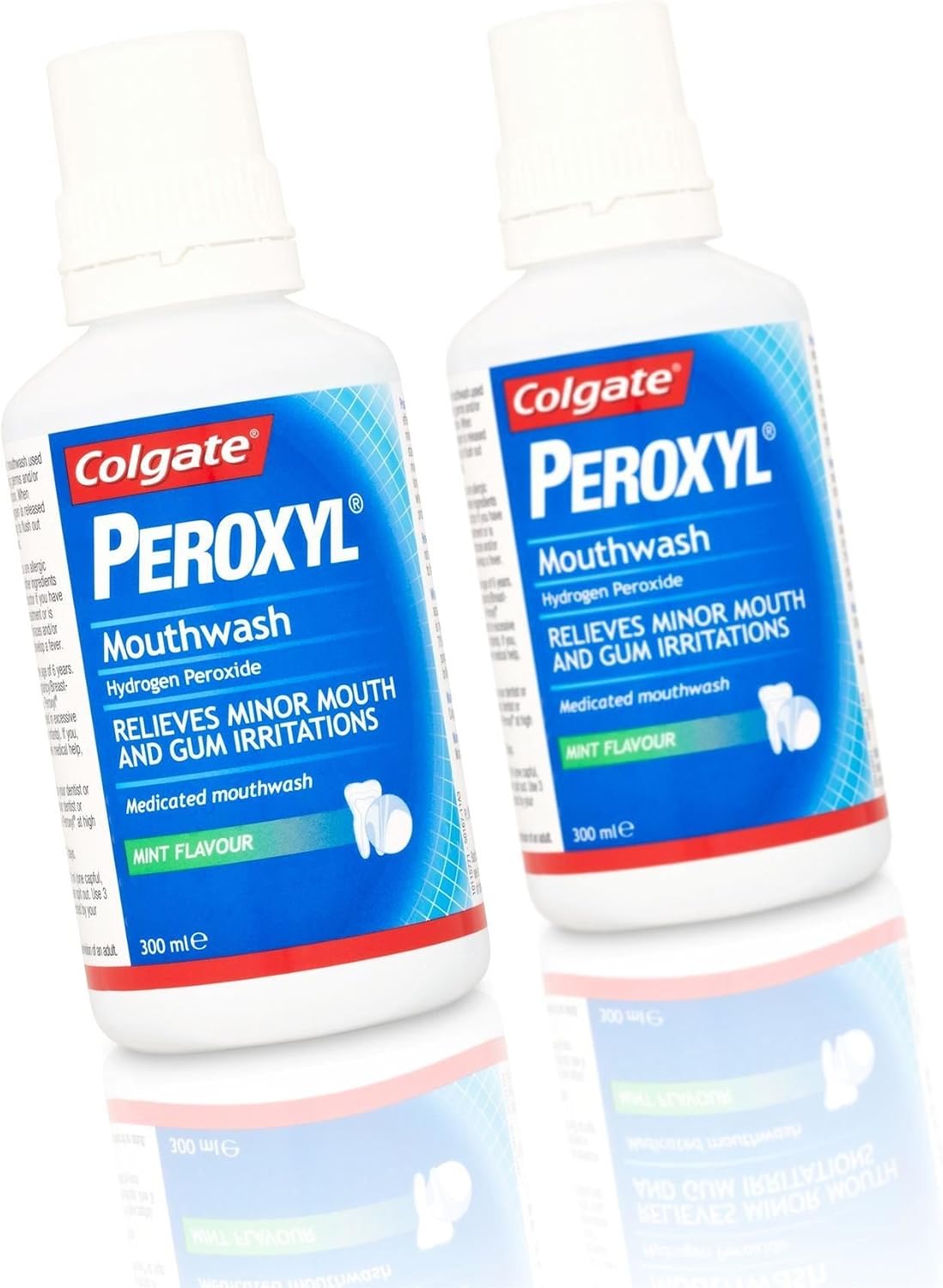 4 Bottles of Colgate Peroxyl Mouthwash Mint Flavour 300ml, 300 ml (Pack of 4)
