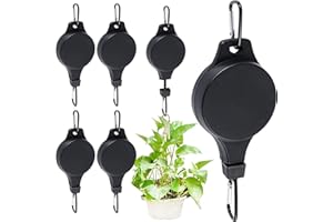 5 Pack Retractable Plant Hanger,Adjustable Height Wheel for Hanging Plants Heavy Duty Indoor Outdoor Plant Hanger for Garden