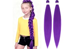 Alrence Purple Braiding Hair Pre Stretched Long Braid 30 Inch 2 Packs Professional Braiding Hair Extensions Synthetic Crochet Twist Braids (30 Inch, Purple)