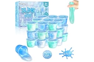 NPNE 24 Pack Frozen Slime Party Favors for Kids Ice Slime Cup Snowflake Putty Toy Christmas Easter Birthday Goodie Bag Stuffer Classroom Reward for Girls Boys Stretchy Non-Sticky Stress Relief