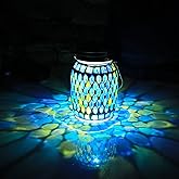 Mosaic Lights Solar Outdoor Hanging Lanterns, Garden Decor Christmas Gifts for Women Mom Grandma Halloween Decor Lights, Outd