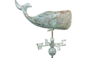 Good Directions 37" Whale Weathervane, Blue Verde Copper, Nautical, Patina