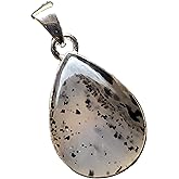 Natural Montana Moss Agate 925 Sterling Silver Scenic Pendant 30mm
