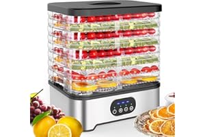 Homodoskey Food Dehydrator Machine, 8 Trays Free Trays Food Dryer, 72H Timer and 35-70°C Temperature Control, 400W Electric f