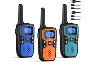 Walkie Talkies for Adults Long Range-Wishouse Handheld 2 Way Radios Rechargeable,Hiking Accessories Camping Gear Xmas Birthday Gift for Kids with Lamp,SOS Siren,NOAA Weather Alert,Easy to Use 3 Pack