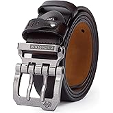 BISON DENIM Men's Belts Leather Dress Genuine Leather Classic Heavy Duty Buckle Belt Casual for Jeans