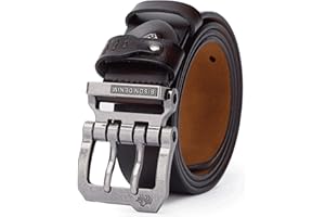 BISON DENIM Men's Belts Leather Dress Genuine Leather Classic Heavy Duty Buckle Belt Casual for Jeans