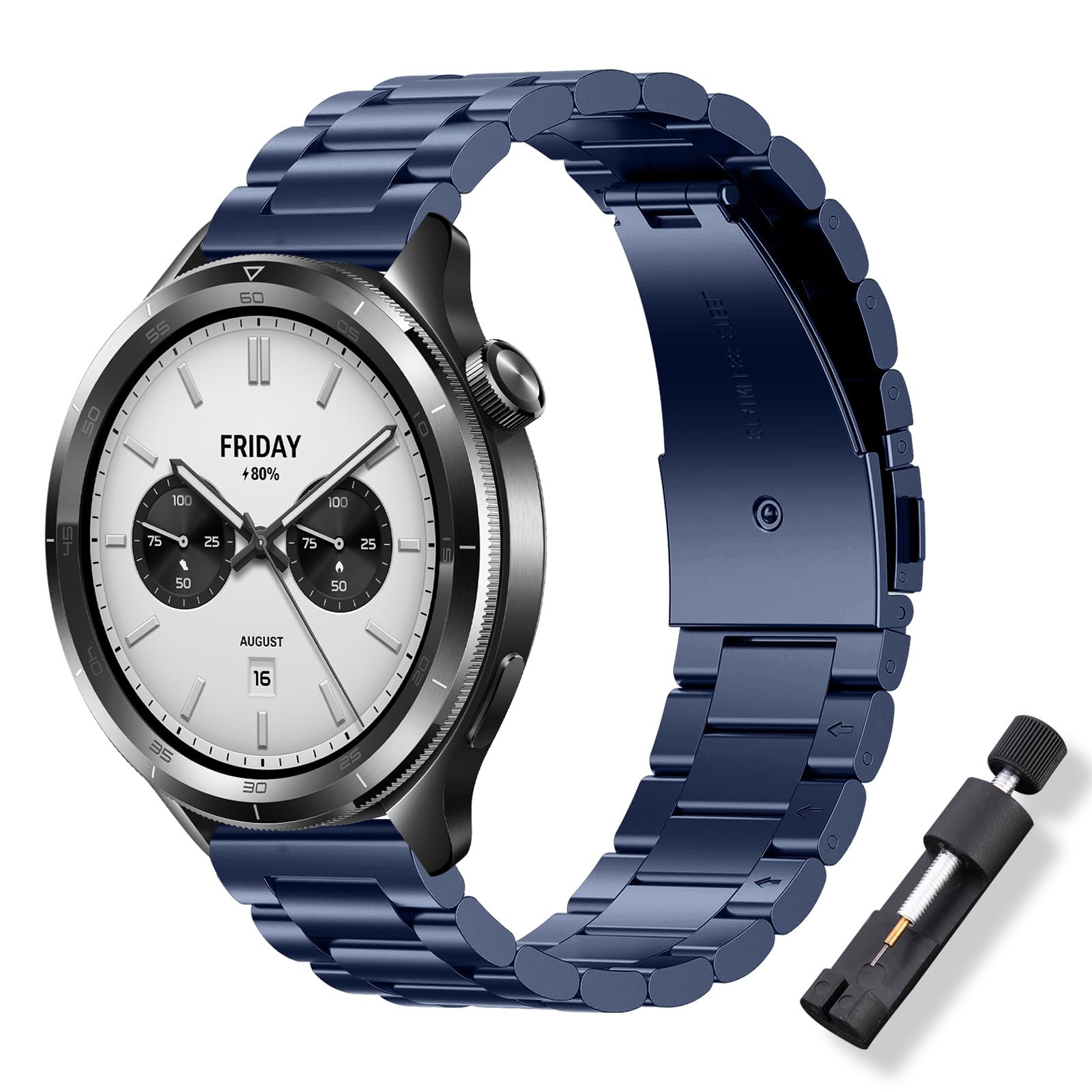 ToVioc Strap for Xiaomi Watch 5/2/S4/S4 Sport/S3/Redmi Watch 5 Active/Mi Watch, 22mm Elegant Stainless Steel Metal Watch Bnad for Amazfit Bip 6/Active Max/Balance 2/T-Rex 3 Pro 48mm - Blue