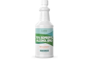 Jermee Isopropyl Alcohol (IPA) 70% Purity - USP/Medical Grade - First Aid Antiseptic, Topical Rubbing Alcohol, Made in The USA, 32 Ounce