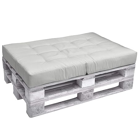 Beautissu Palettenkissen Premium Sitzkissen ECO Elements klappbar Palettenpolster Kissen Europalette 120x80x15 Hell-Grau