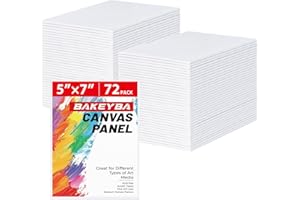 BAKEYBA Canvas Boards for Painting 72 Pack, 5x7 Inch Painting Canvas Panels, 100% Cotton White Blank Canvas Boards for Painting, Art Supplies Paint for Acrylics Oil Watercolor Tempera Paints