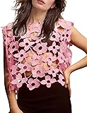Yimoon Women's Hollow Out Floral Lace Vest