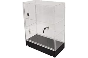 FixtureDisplays® Clear Cabinet Acrylic Display Removable Shelf Case Plexiglass Showcase with Lock and Key Transparent Box Model Display 14604-Universal-NF