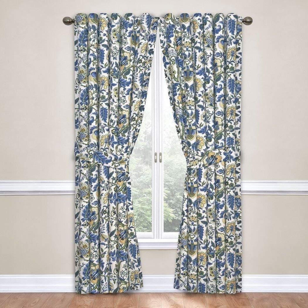 un 1pc Girls Porcelain Jacobean Floral Window Curtain 63