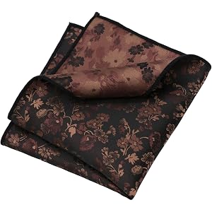 Dvmmlis Floral Pocket Squares for Men Vintage Satin Flower Handkerchiefs | Floral Pattern Design, Multiple Folding Ways, 9.1"