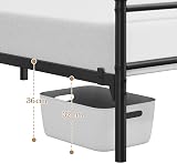 Yaheetech Metal Double Platform Bed 4ft6 Bed Frame with Scroll Headboard Black view 7