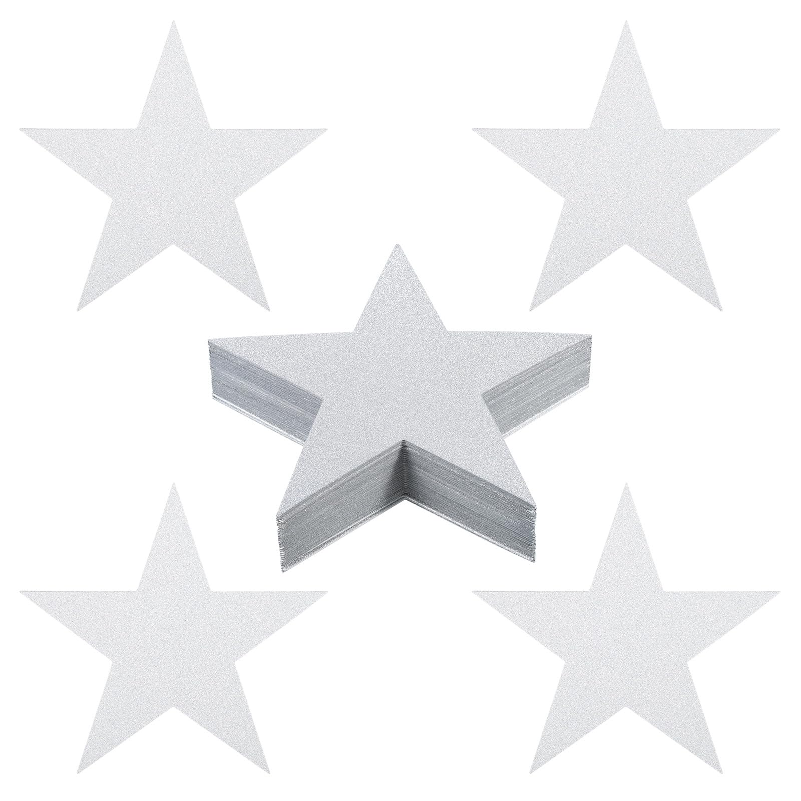PATIKIL Star Cutouts, 60 Pack Star Cutout Paper Stars for Classroom Decoration DIY Craft Project Bulletin Board Wall Poster, Silver