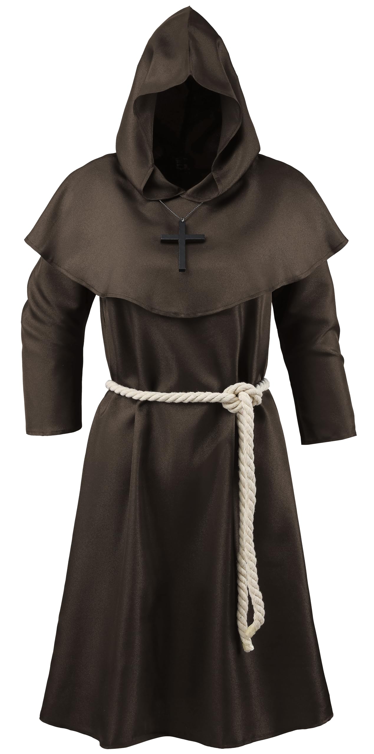 Photo 1 of KNELOR Monk Cloak for Kids, Medieval Monk Hooded Robe Renaissance Priest Robe Cloak Halloween Cosplay Costume