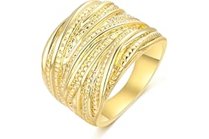 Mytys 2 Tone Intertwined Crossover Statement Ring Fashion Chunky Band Rings for Women Black Gold Silver Rose Gold Plated Wide