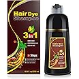 KINGMING Dark Brown Herbal Instant Color Shampoo for Gray Hair Coverage for Women & Men - 3 in 1 Champu Con Tinte Para Canas