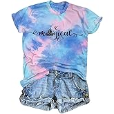 Magical Shirt for Women Believe in Magic Shirts Cute Graphic Printed Tee Family Vacation Short Sleeve Tee
