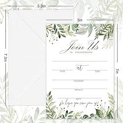 Whaline 25 Sets Greenery Invitations with Envelopes