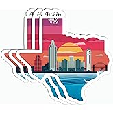 3Pcs Austin Tx Skyline Sticker - Austin Skyline - Texas - Travel - Sticker for Water Bottle - Luggage - Laptop - Computer - Mug