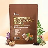 18-in-1 Black Walnut Wormwood Cleanse for Humans, 80 Day Supply, 6600mg Serving, Rapid Gut Cleanse & Digestive Health with Clove, Garlic, Turmeric, Pumpkin Seed, Oregano, Berberine & More 240 Softgels